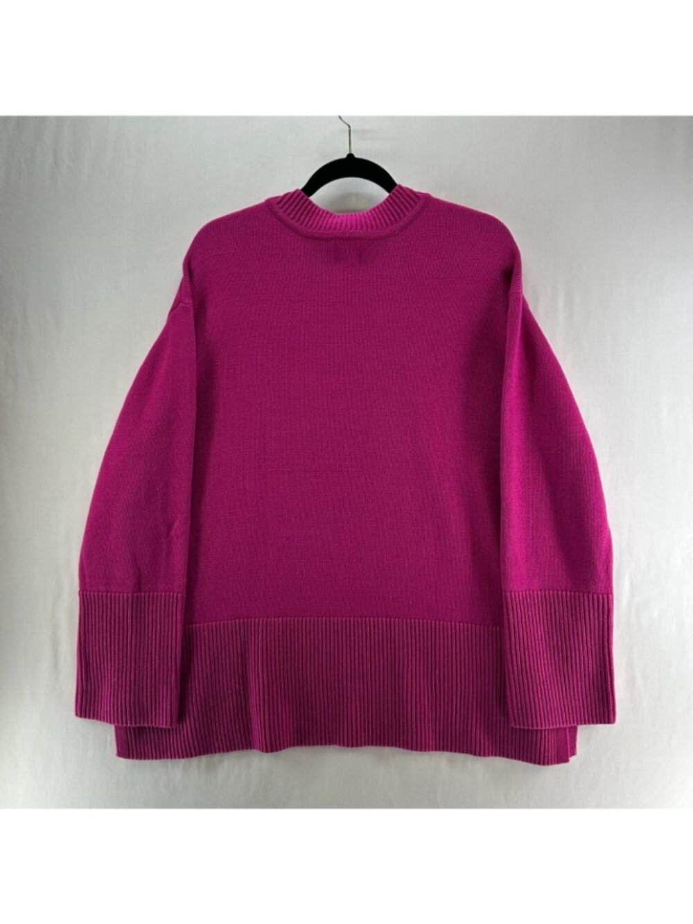 Gap Crewneck Sweater Womens 2XL Ribbed Split Hem Pullover Festival Fuchsia Pink - Picture 2 of 13